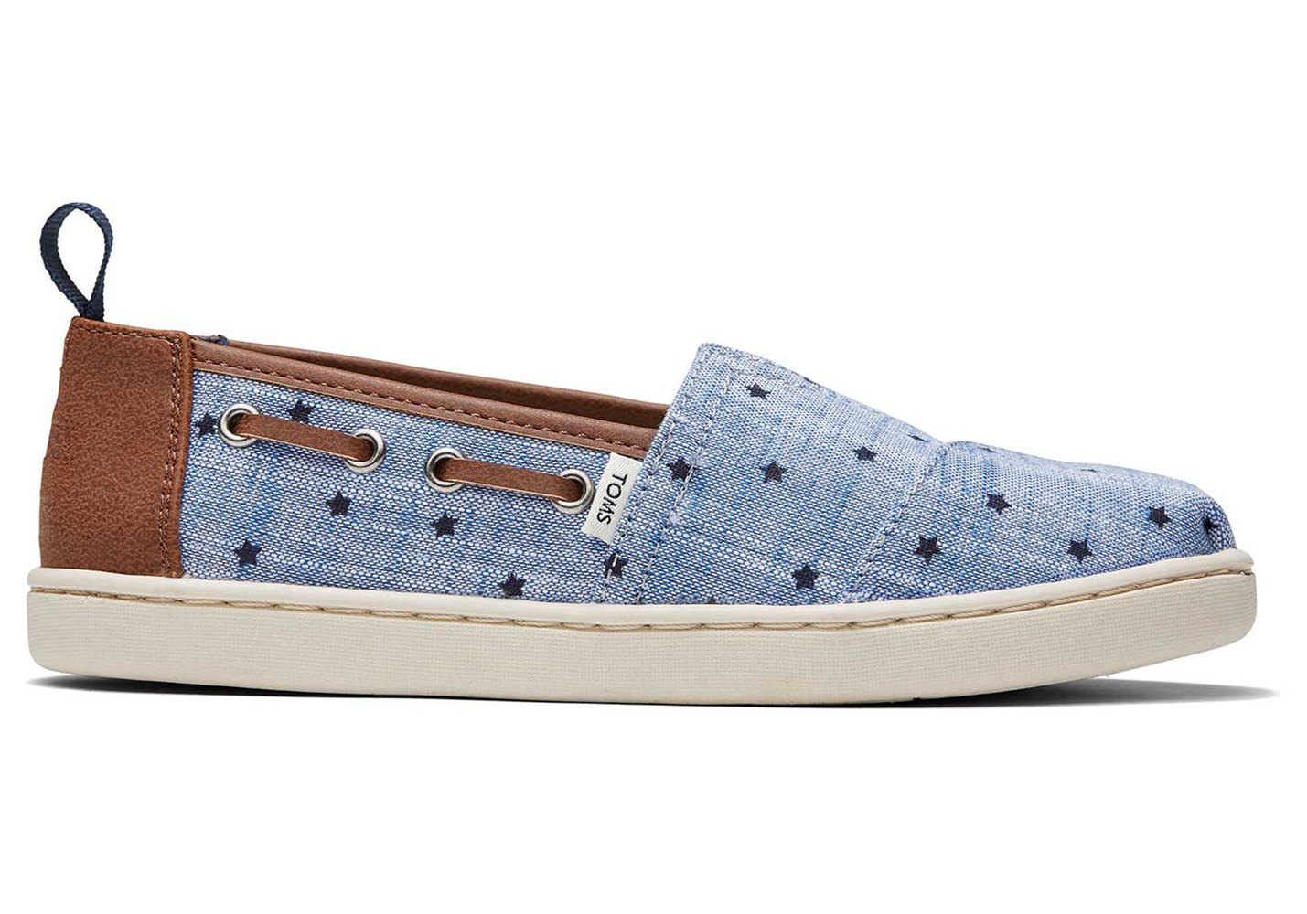 Toms Espadryle Dziecięce Niebieskie - Alpargata Youth Chambray Stars - 23ANXSOWF